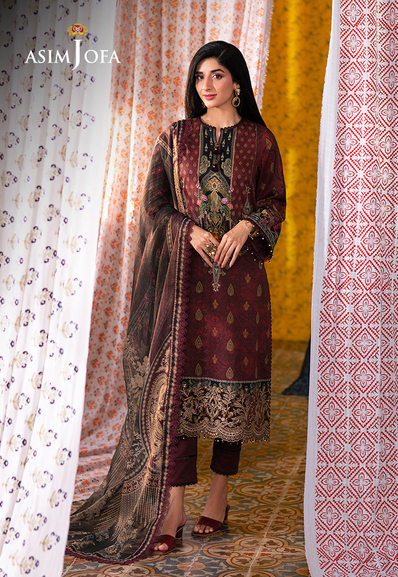 Ajar-19 Embroidered Lawn 3 Pcs