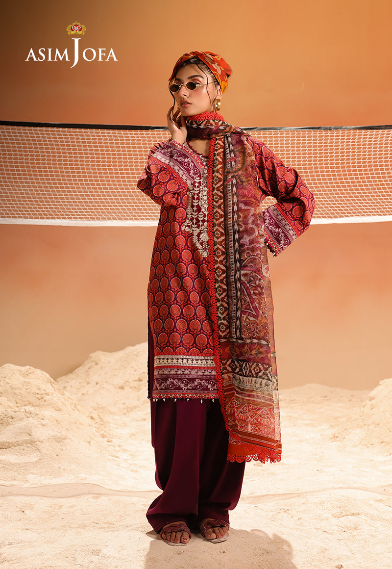 AJUBU-26 Printed Embroidered Lawn 3 Pcs