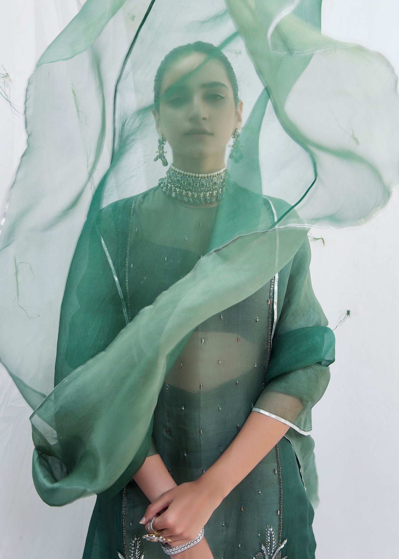 Plain Chiffon Dupatta with Trimmings