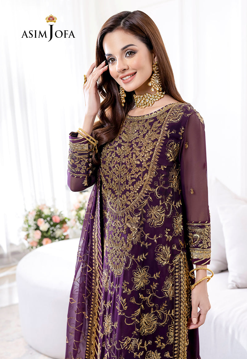 AJJM-06 DESIGNERS STITCHED EMBROIDERED CHIFFON 3 PCS