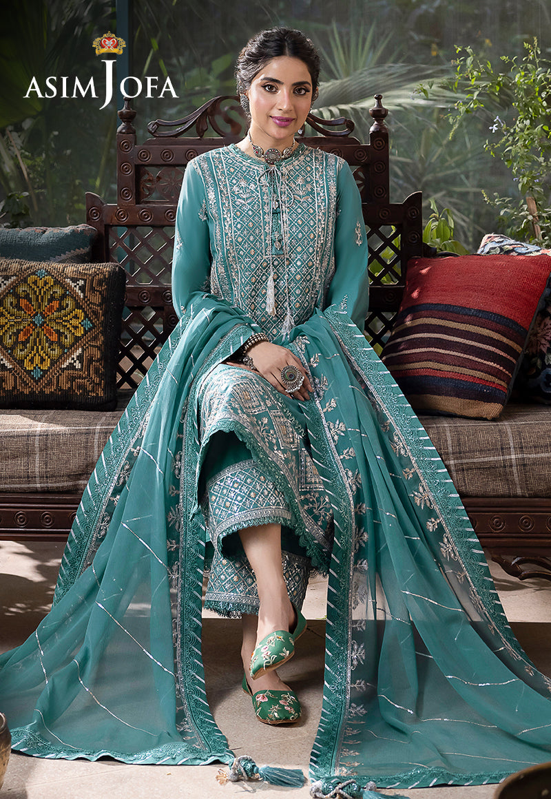 AJSWD-28 EMBROIDERED LAWN SILK 3 PCS