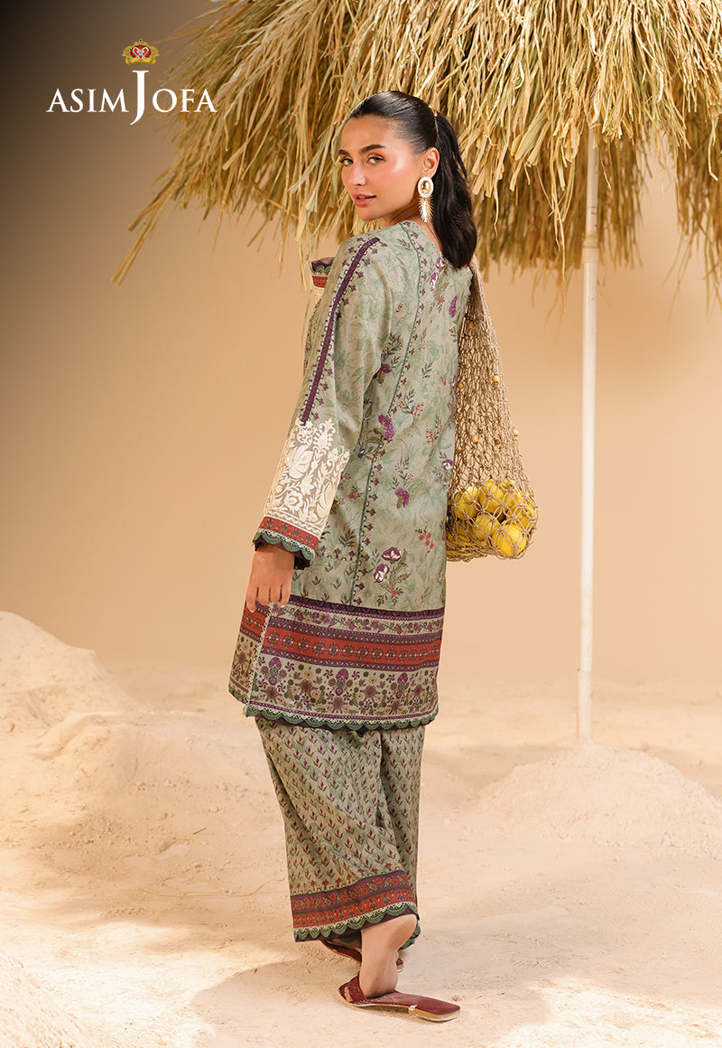 AJUBU-09 Printed Embroidered Lawn 2 Pcs