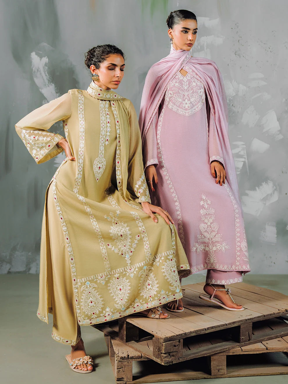 Khaddi Tulle - 4Pcs Tusser Net Ensemble