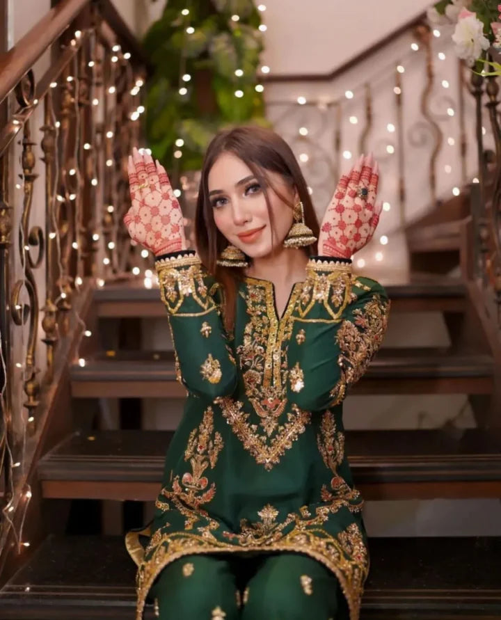 Sehrish Nadeem Style — Mairaz Bottle Green Sharara