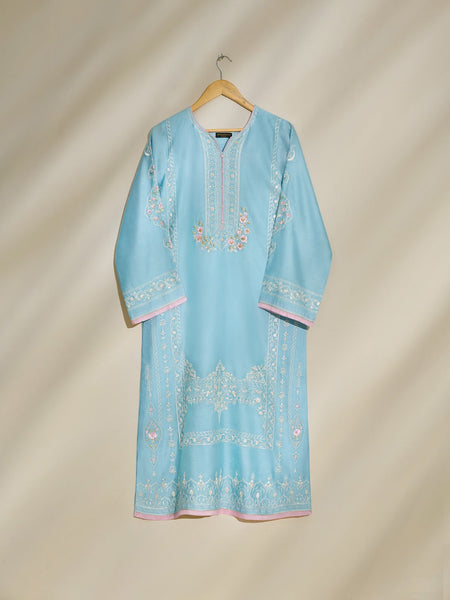 2 Piece- Pure Silk Net Embroidered Suit S110443 (RTS)