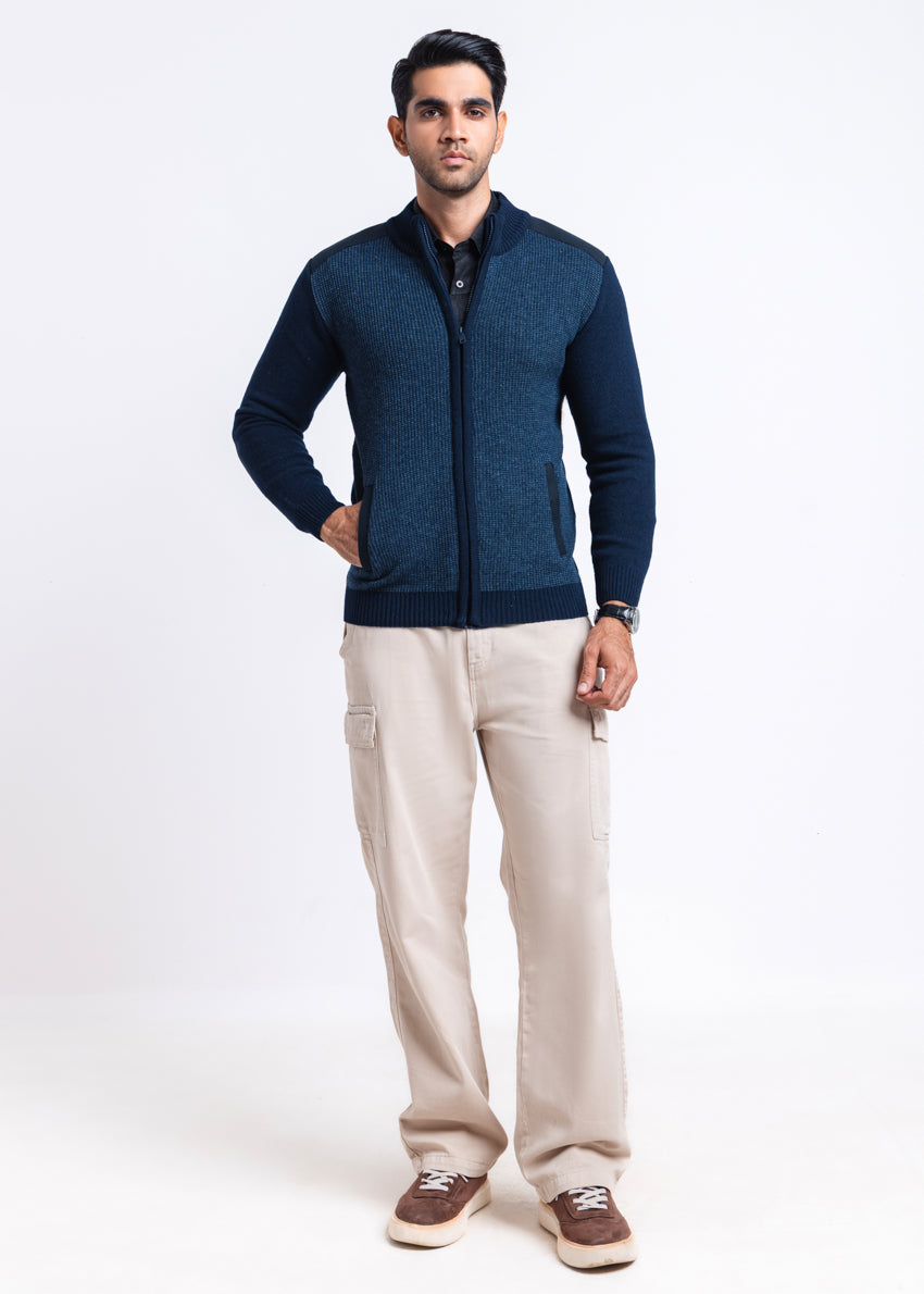 Dn-Blue-Turtle Neck Zipper Full Sleeves Sweater (907-14)