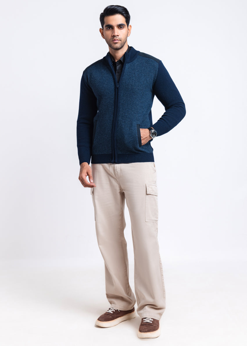 Dn-Blue-Turtle Neck Zipper Full Sleeves Sweater (907-14)