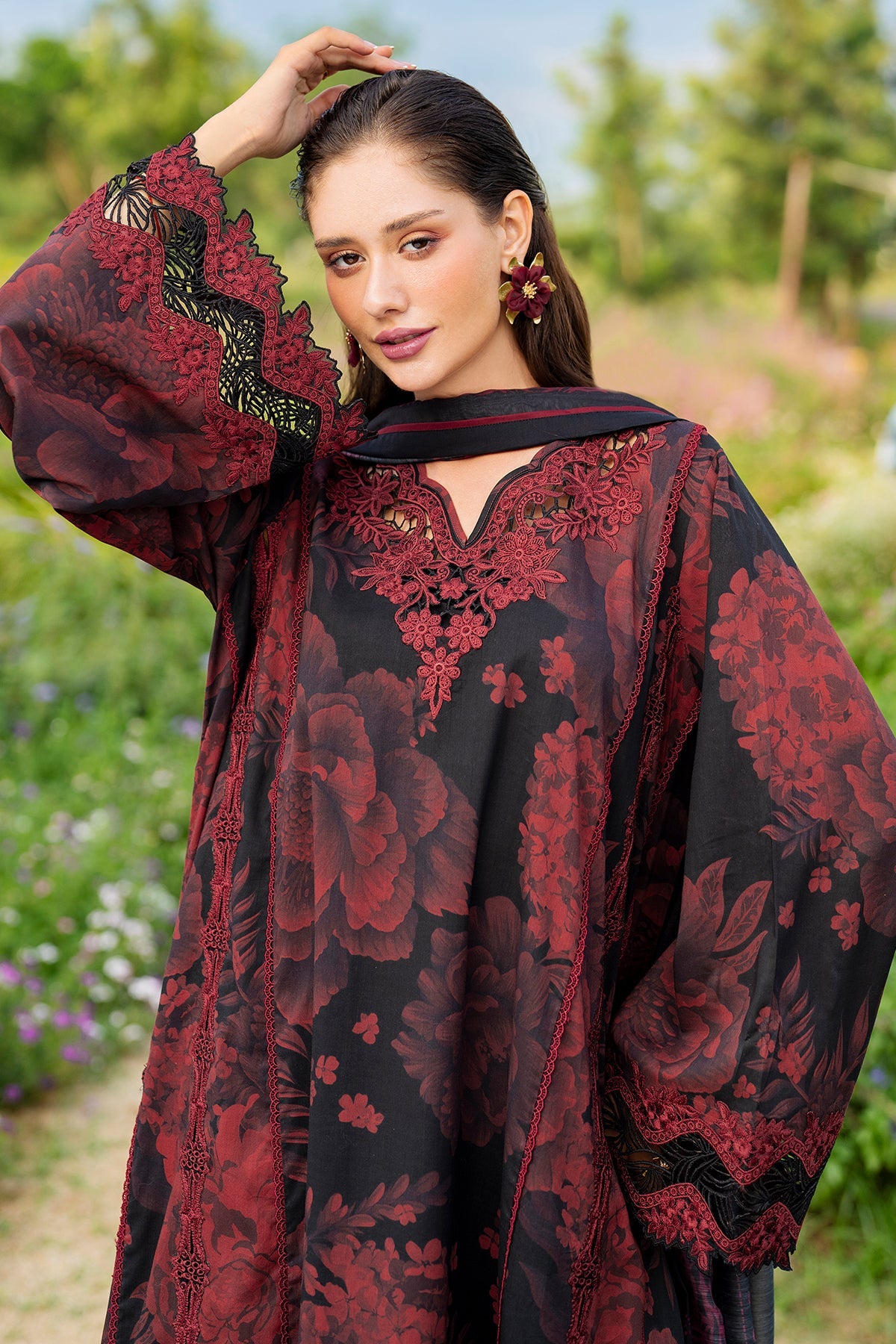 3 Piece Embroidered Velvet Suit