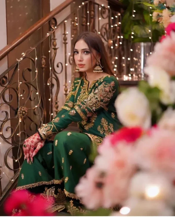 Sehrish Nadeem Style — Mairaz Bottle Green Sharara