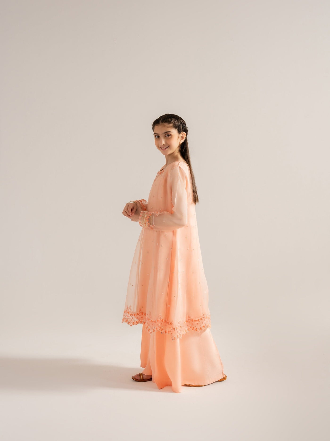 (Kids) 2 Piece - Embroidered Organza Suit Kd-006