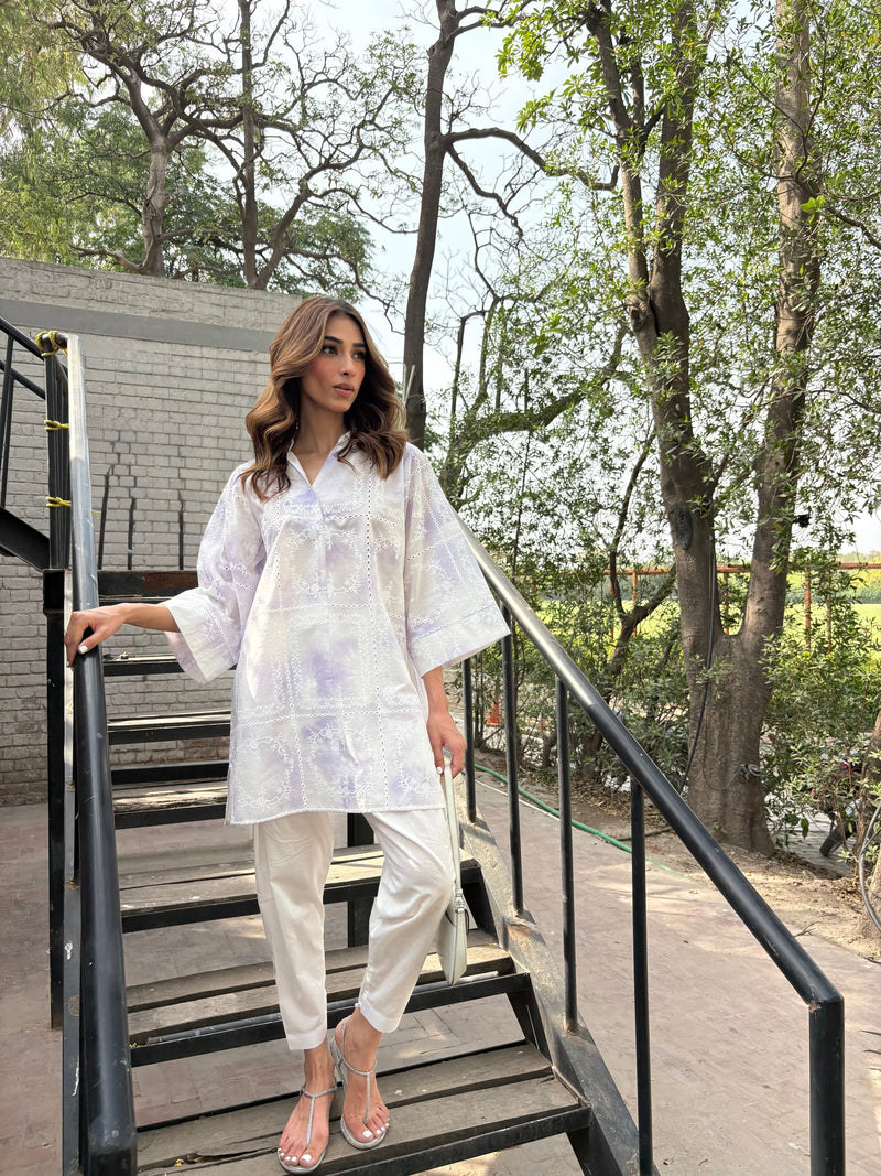Purple Tie & Dye Chikankari Toby