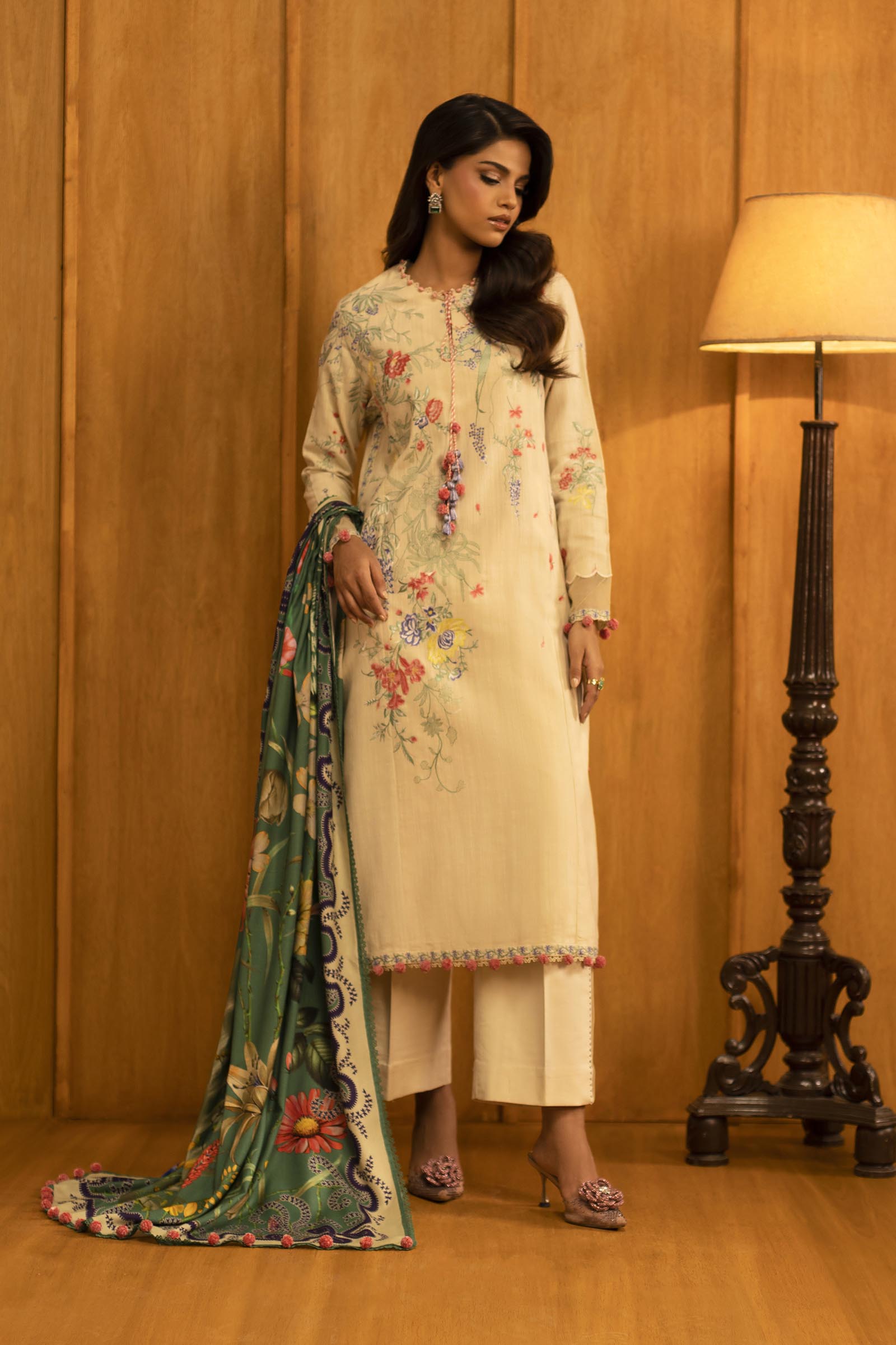 Unstitched Slub Muzlin 3 Piece Suit