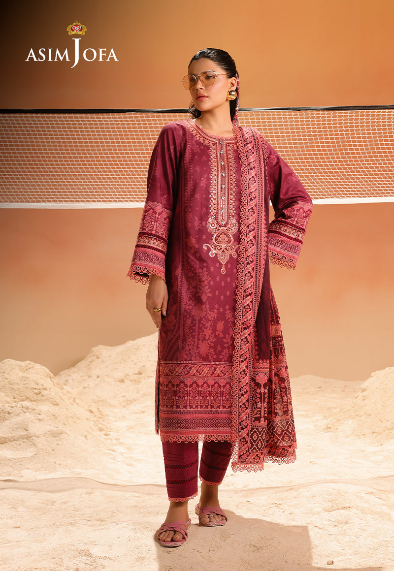 AJUBU-15 Printed Embroidered Lawn 2 Pcs