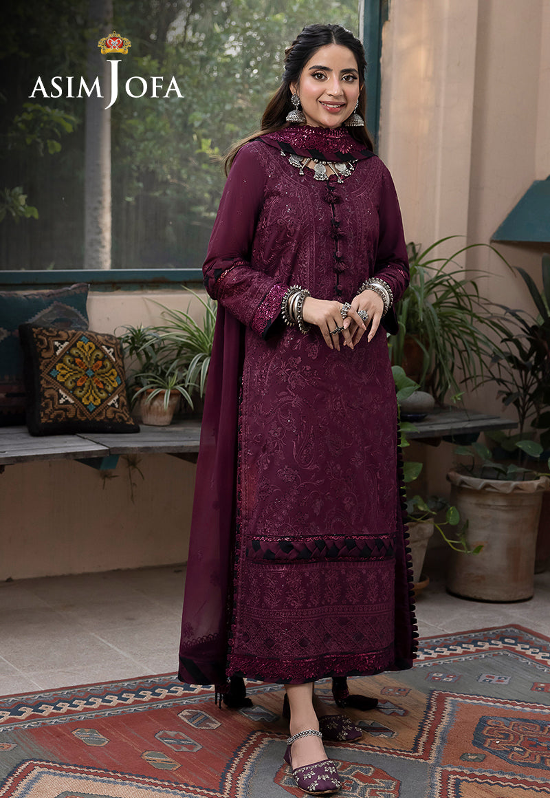 AJDAB-05 EMBROIDERED LAWN SILK STITCHED 3 PCS