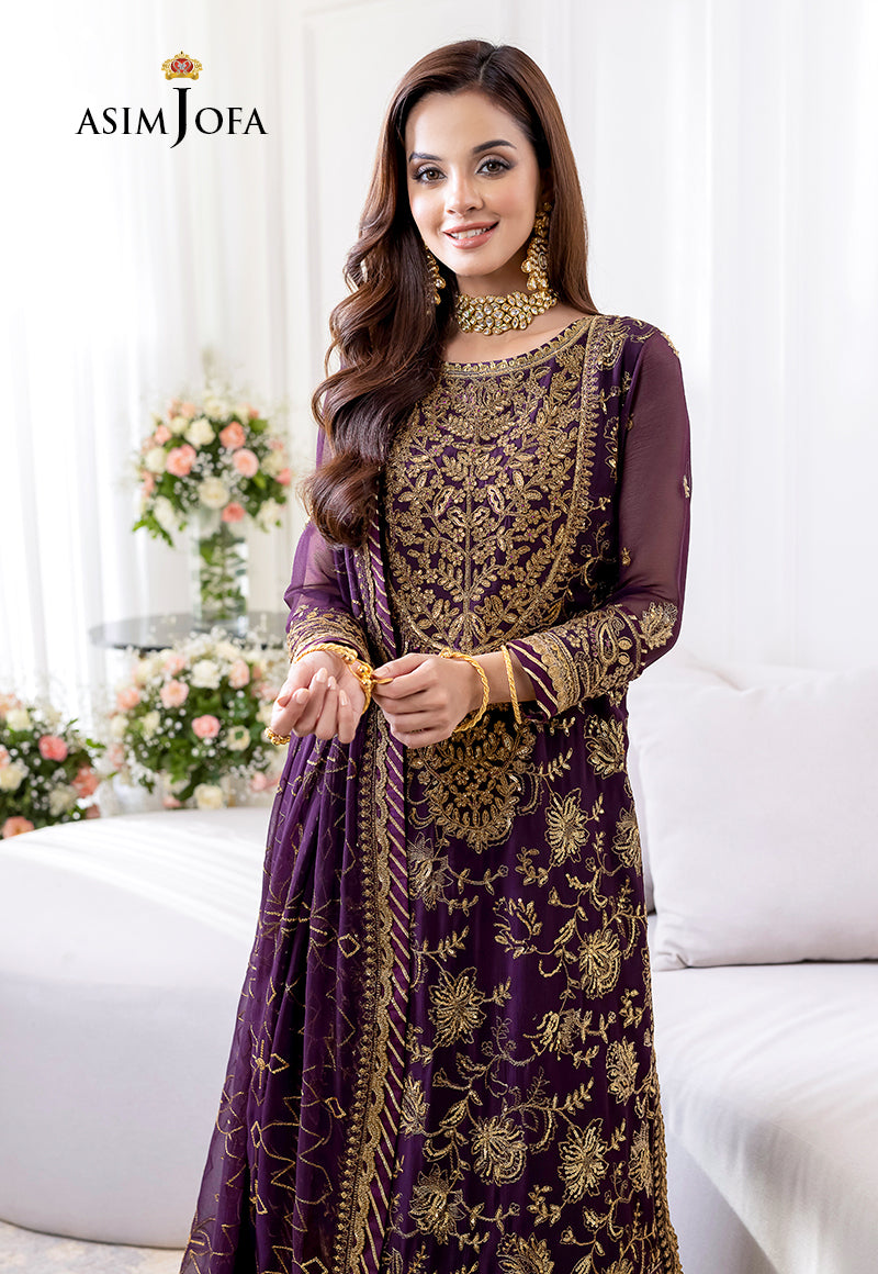 AJJM-06 DESIGNERS STITCHED EMBROIDERED CHIFFON 3 PCS