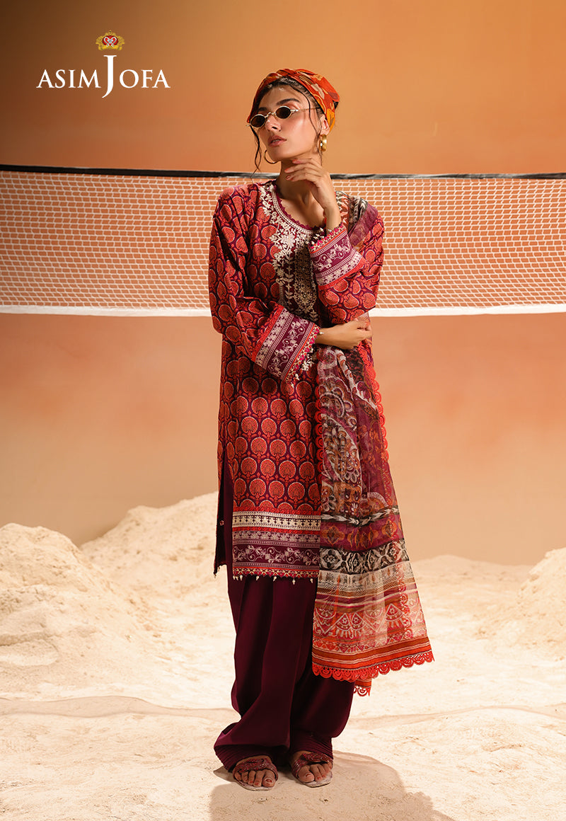 AJUBU-26 Printed Embroidered Lawn 3 Pcs