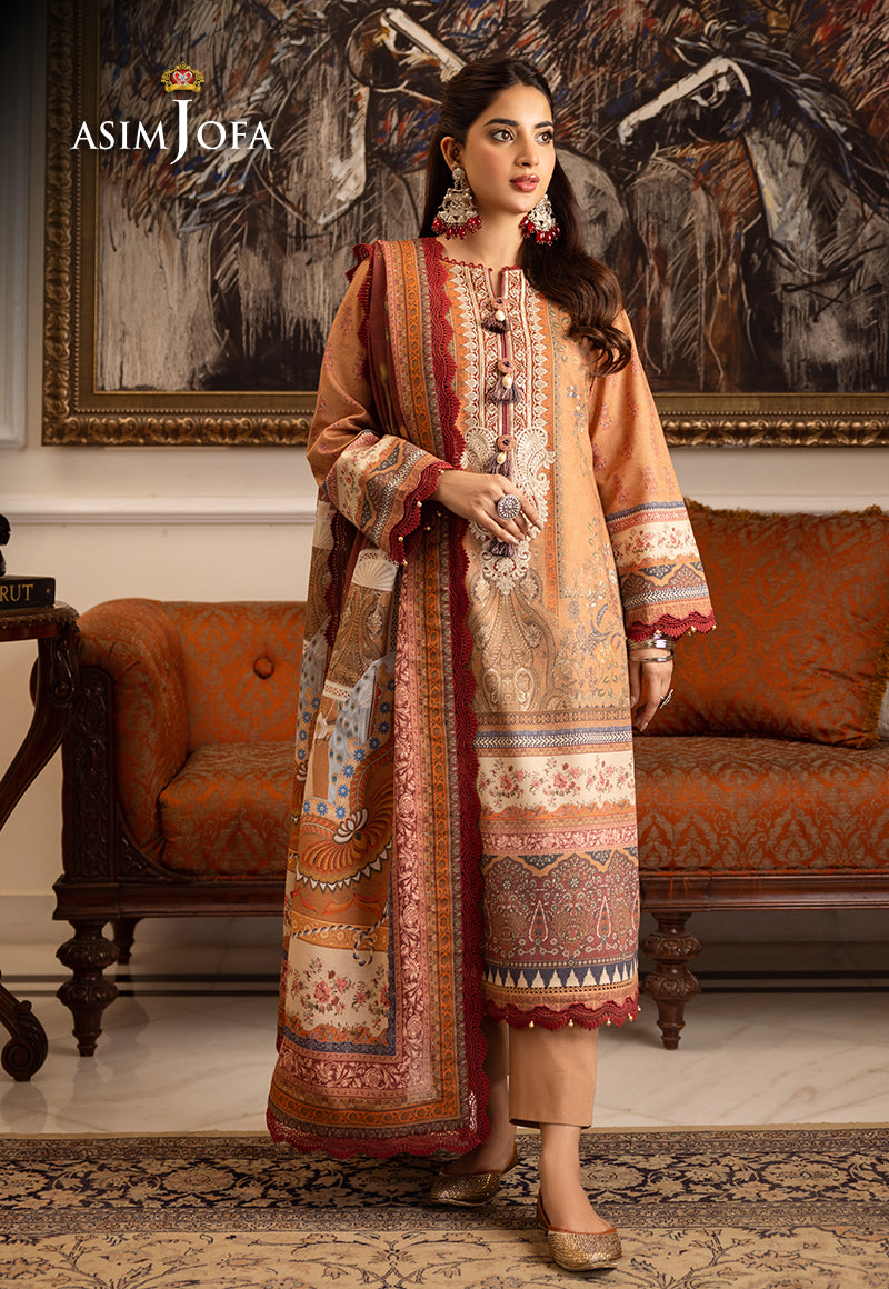 AJIWD-10 EMBROIDERED KARANDI STITCHED 2 PCS