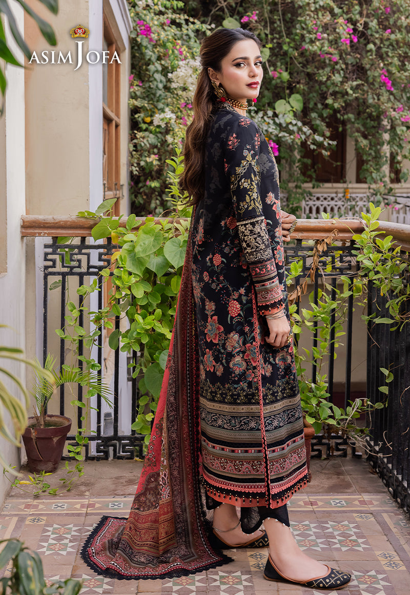 AJULN-08 Embroidered Net Unstitched 3 Pcs