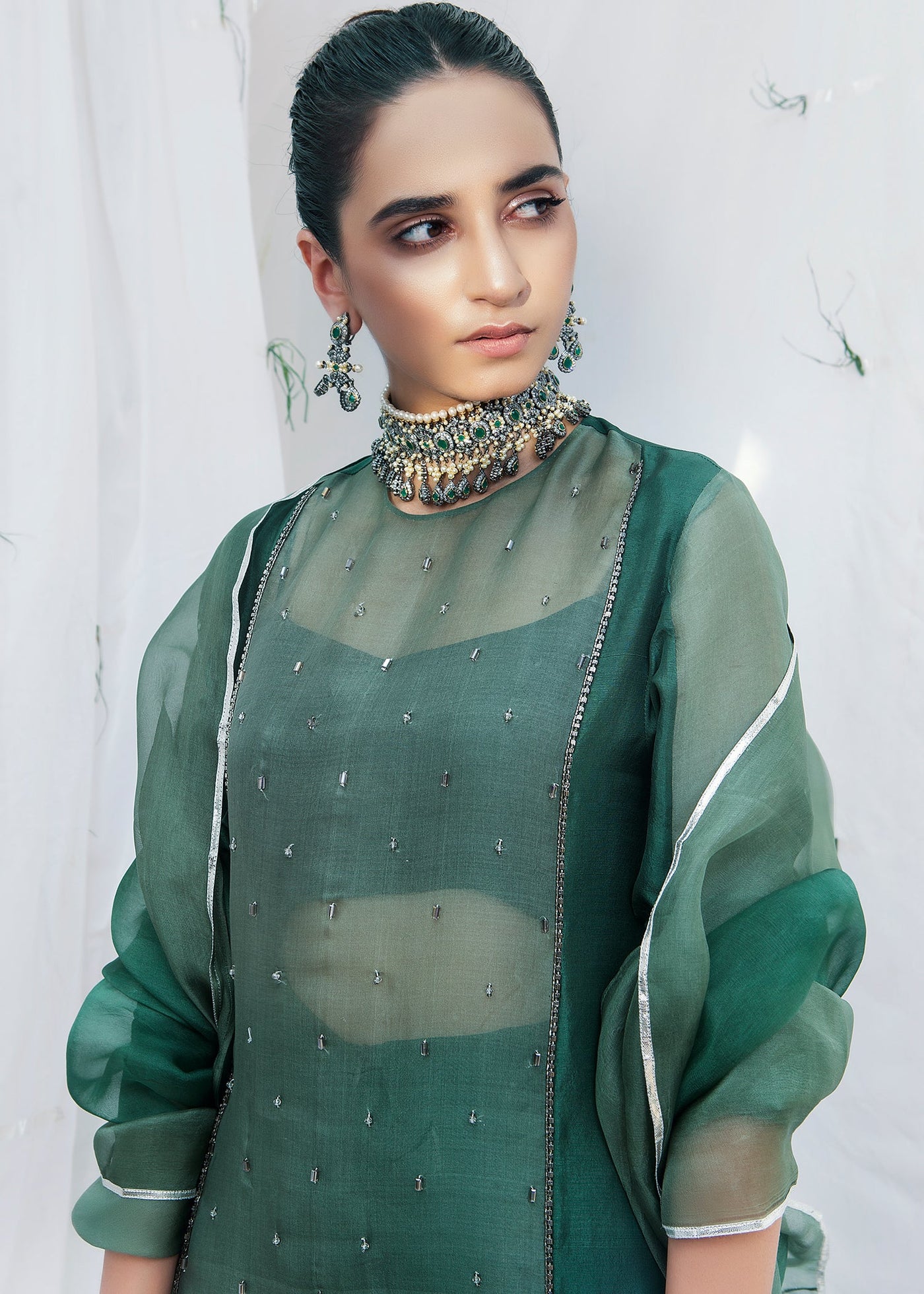 Plain Chiffon Dupatta with Trimmings