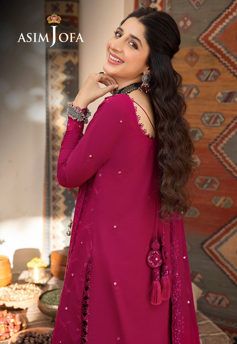 AJLFB-15 EMBROIDERED CHIFFON STITCHED 3 PCS