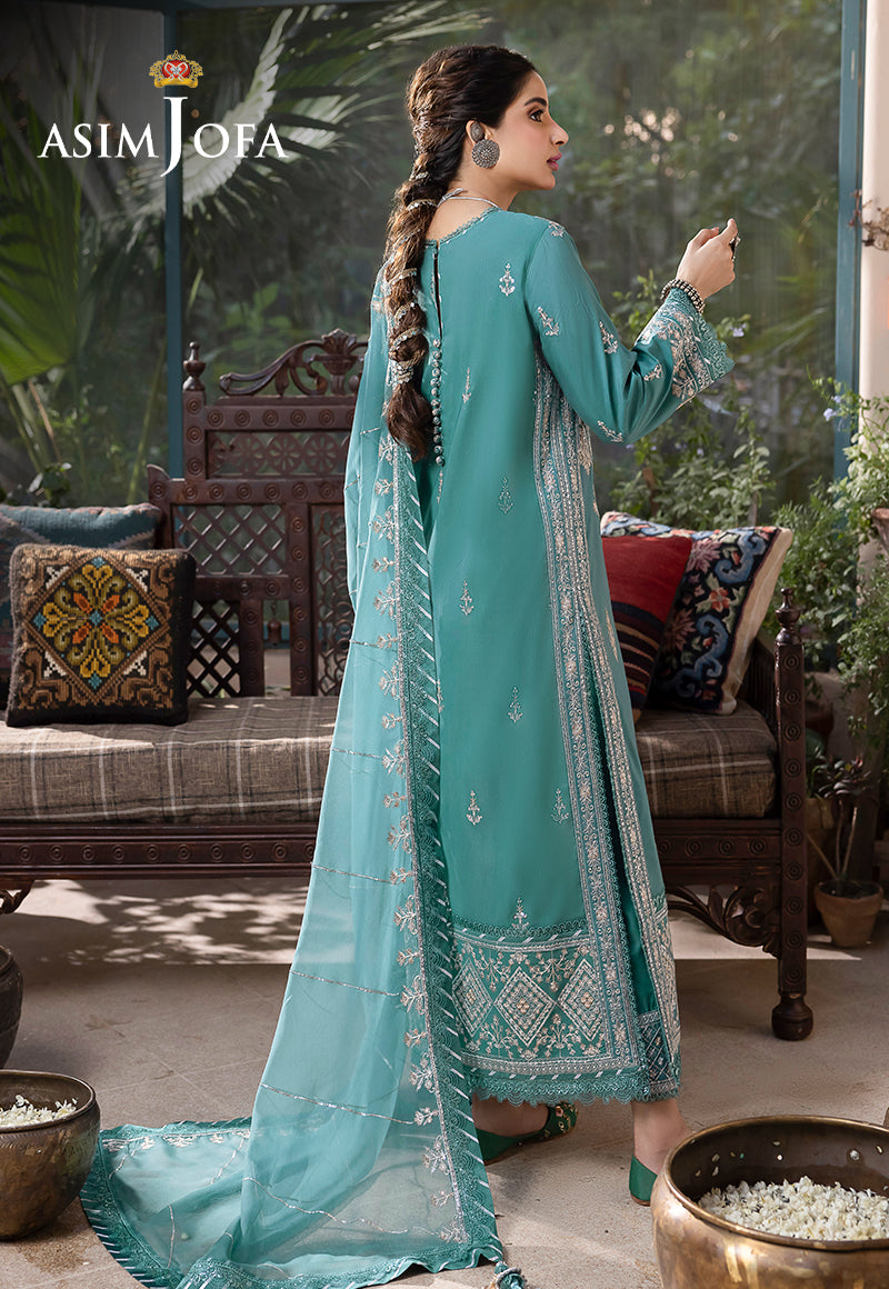 AJSWD-28 EMBROIDERED LAWN SILK 3 PCS