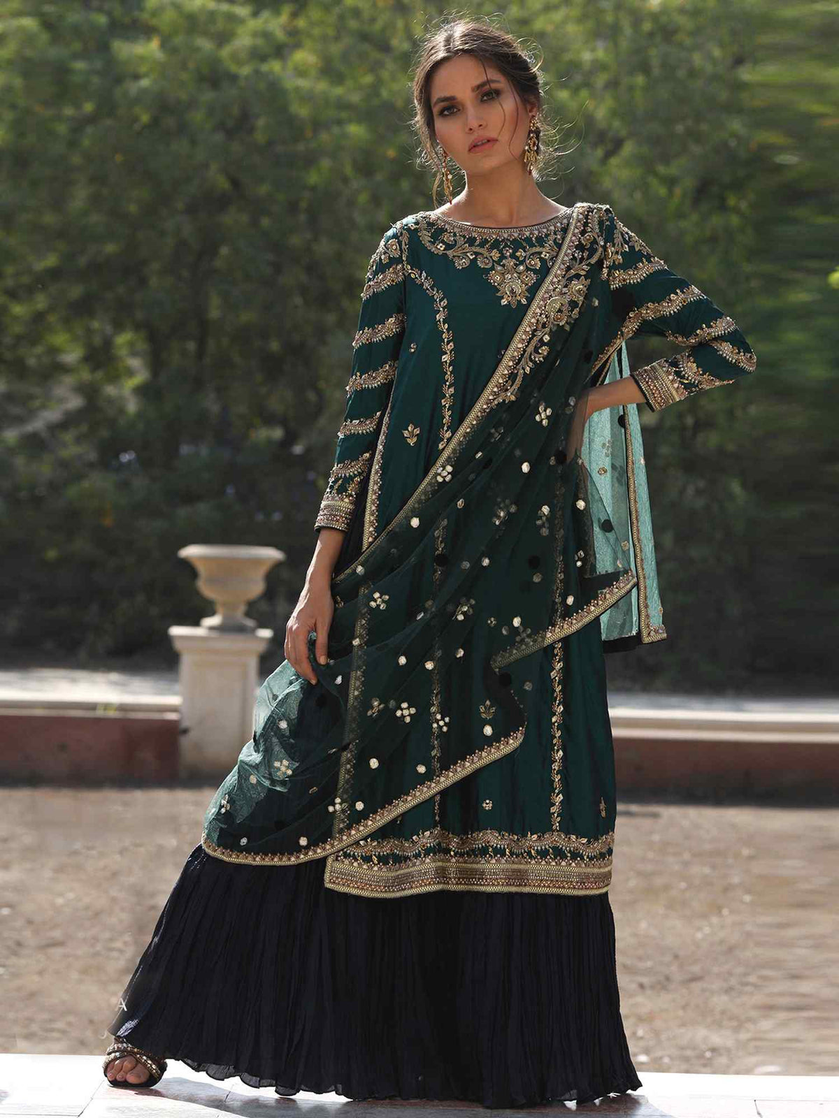 Side Slit & Draped Dupatta