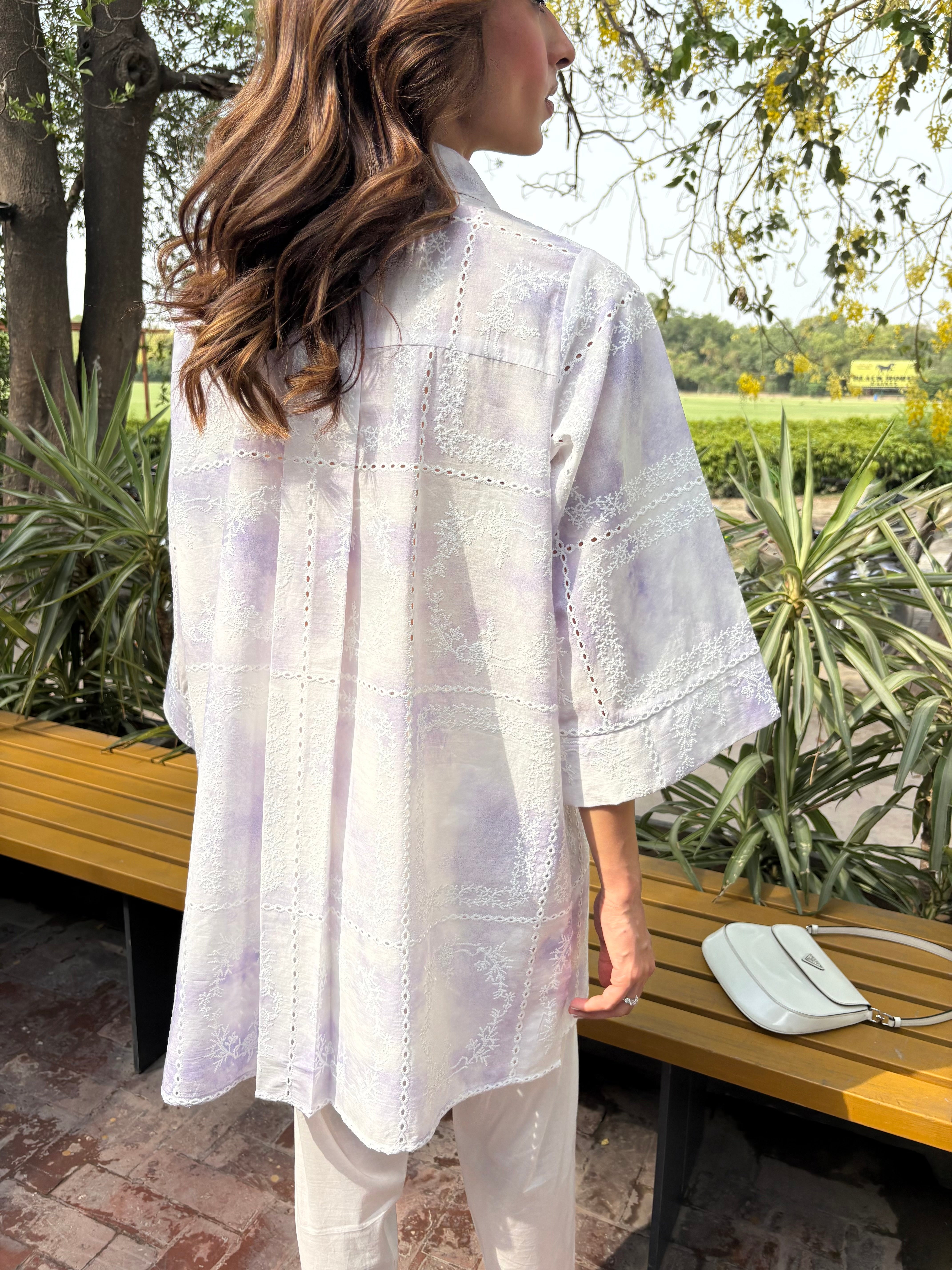 Purple Tie & Dye Chikankari Toby