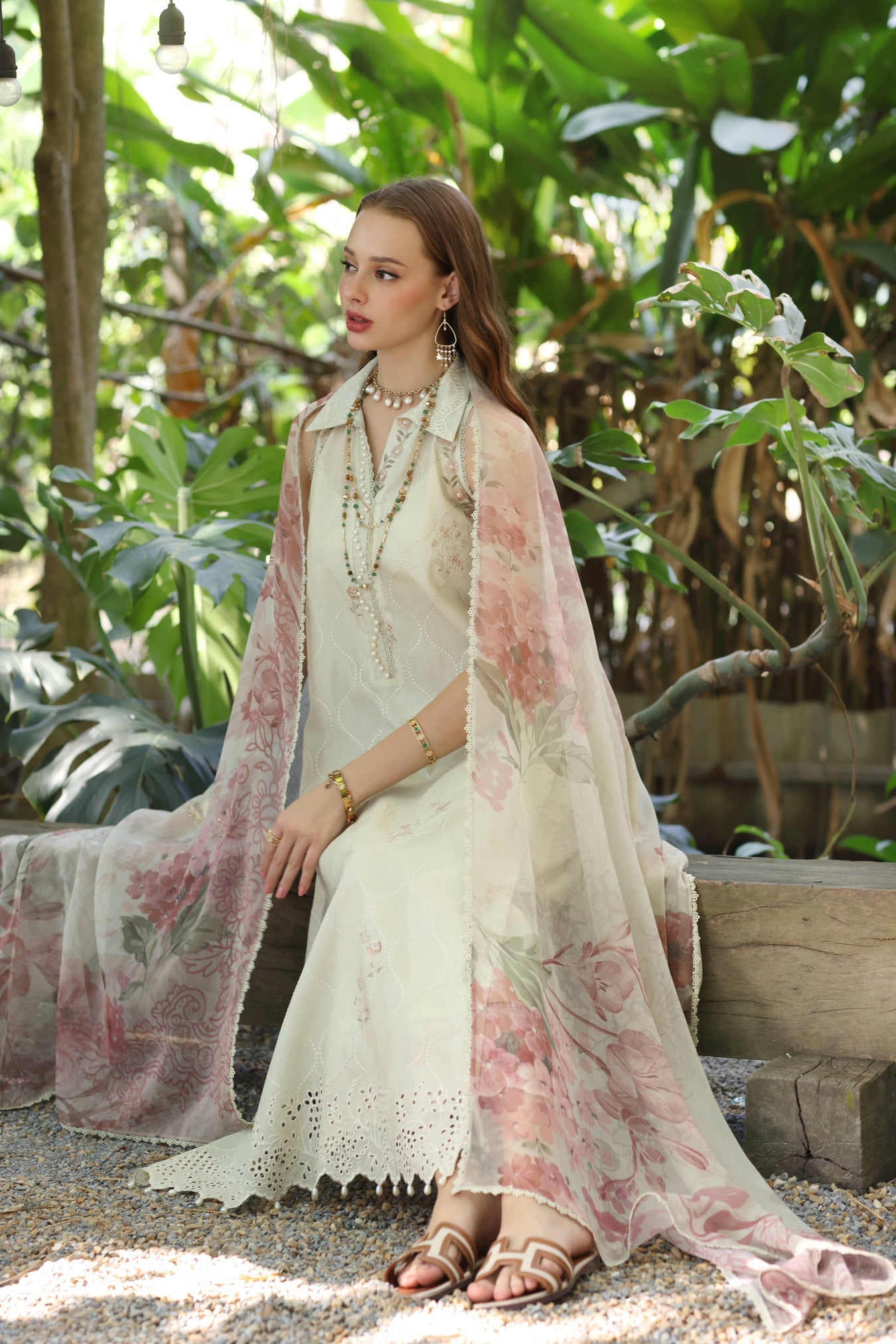 3 Piece Embroidered Linen Suit