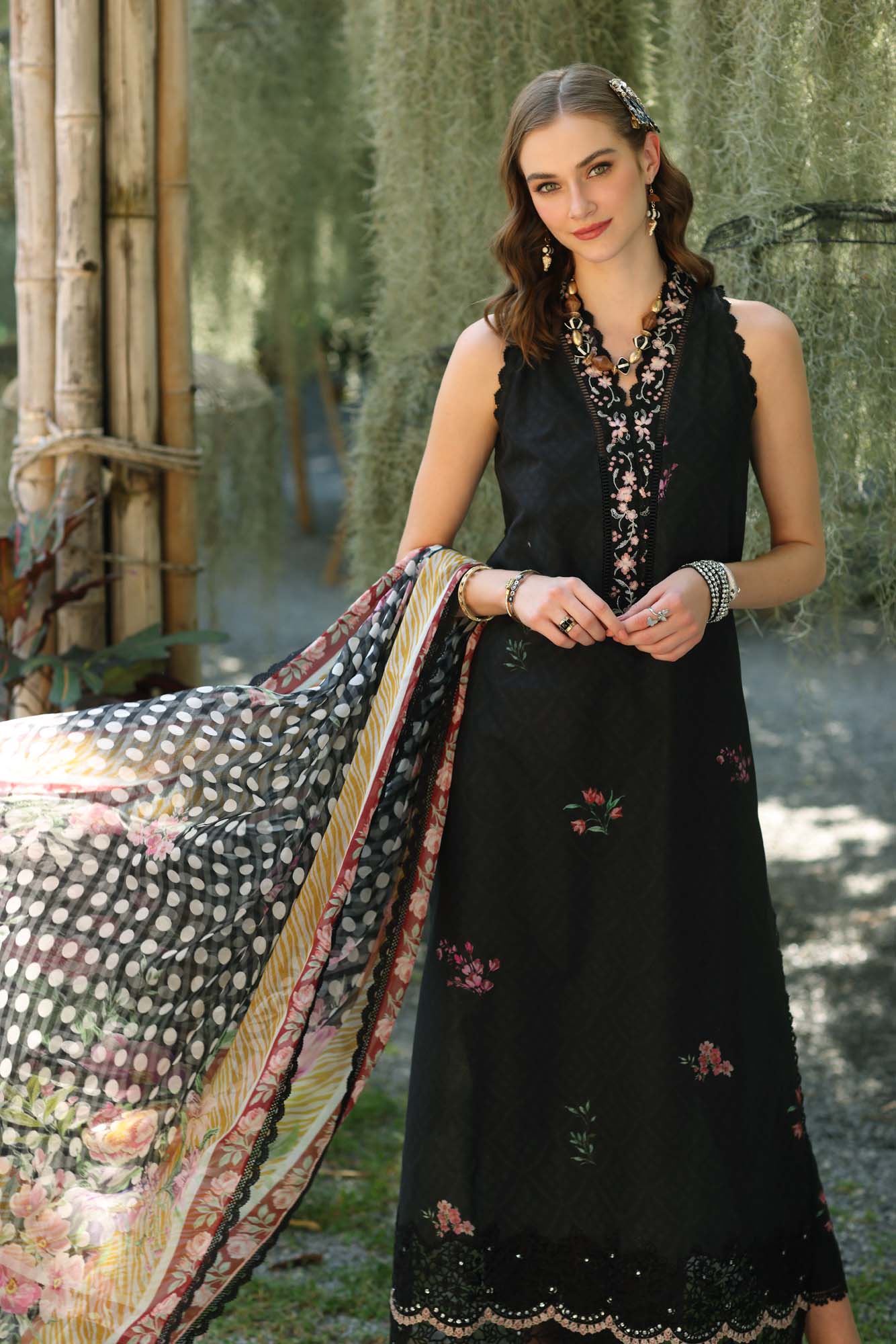 3 Piece Embroidered Marina Suit