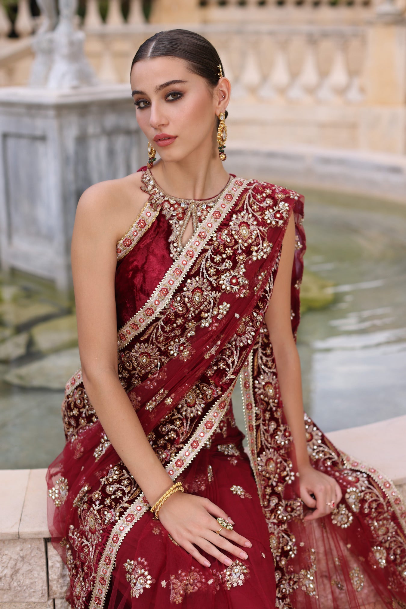 Maroon Saree