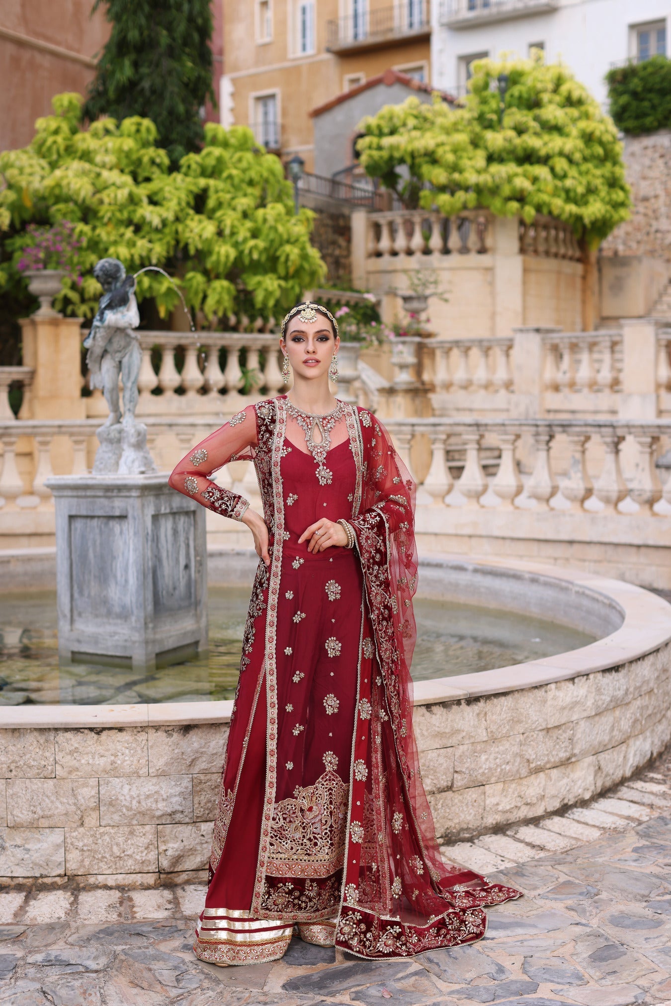 Maroon Saree