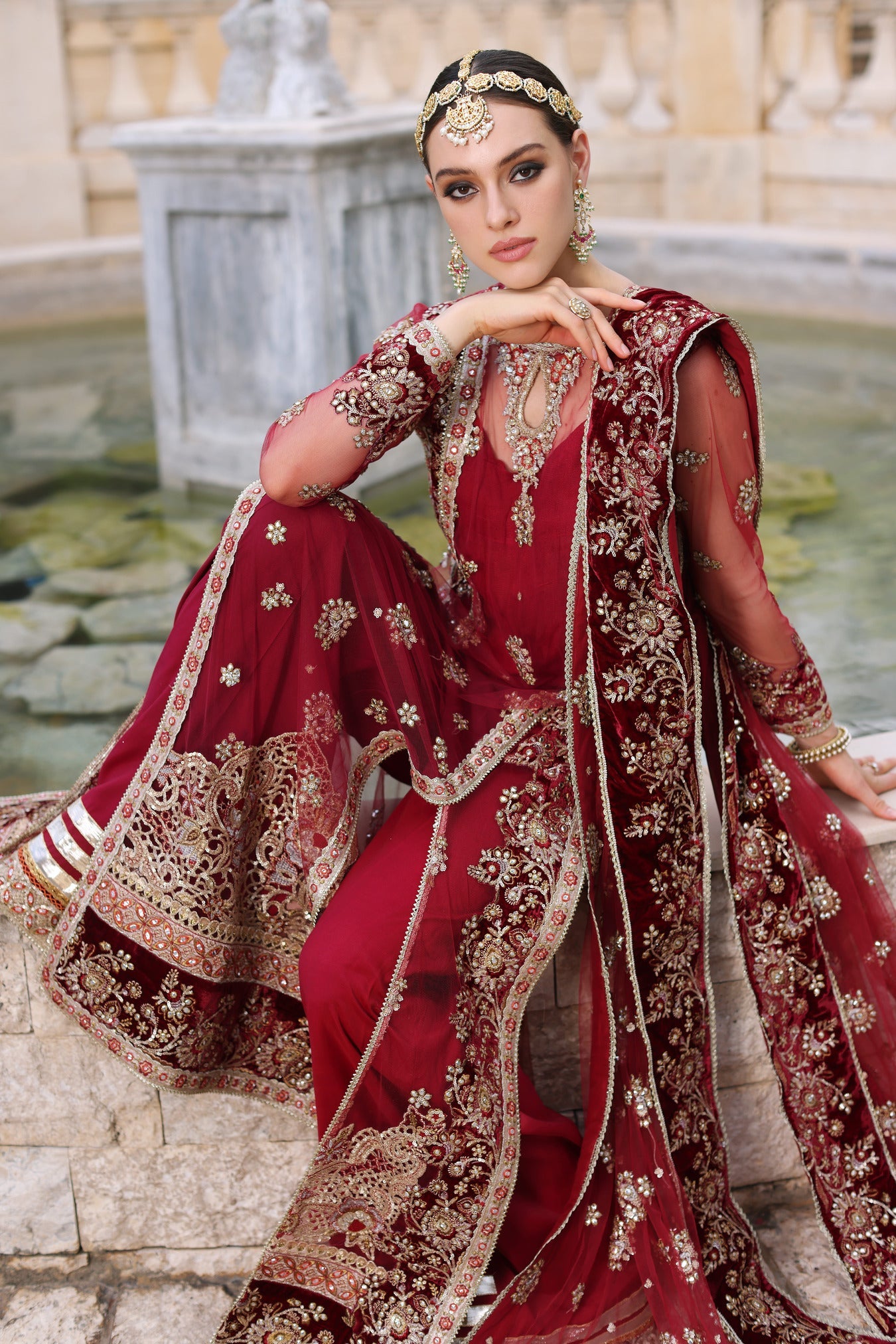 Maroon Saree