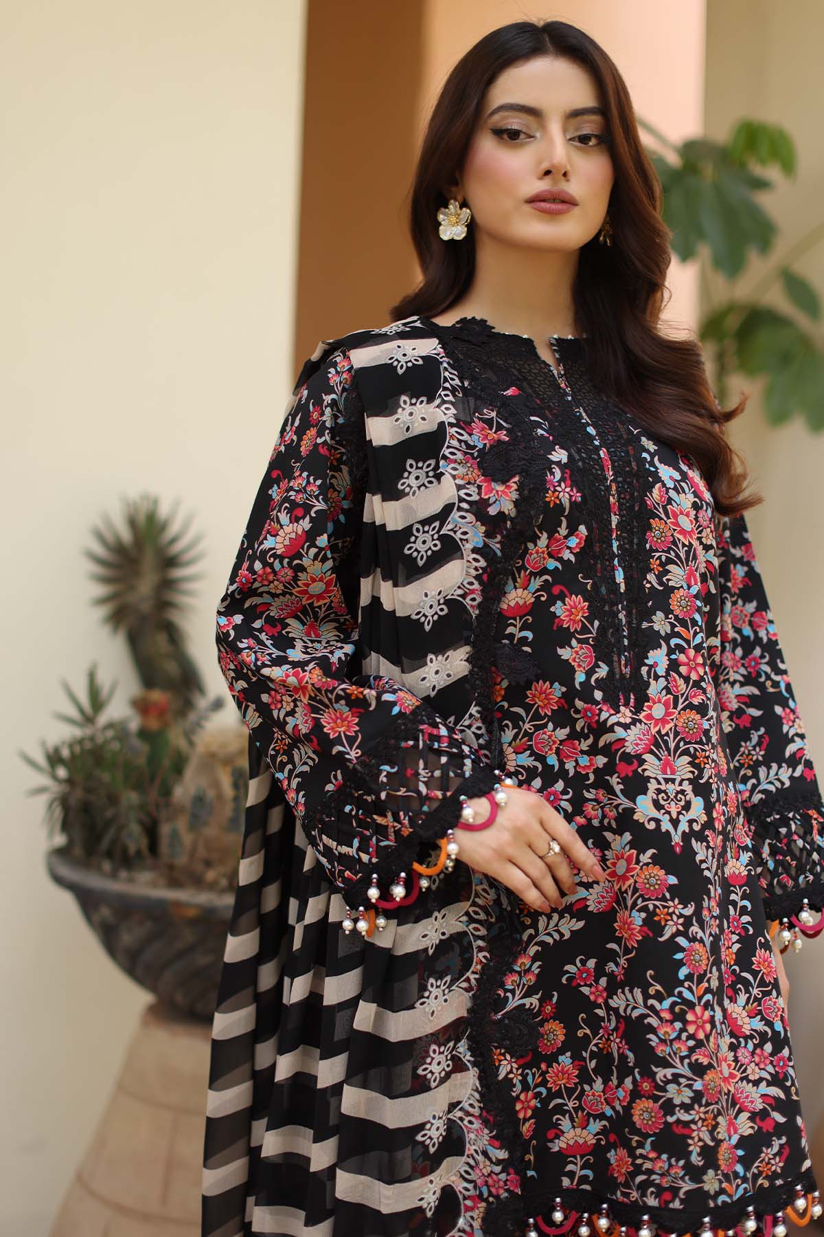 3-PC Unstitched Embroidered  Lawn  SLC27-12