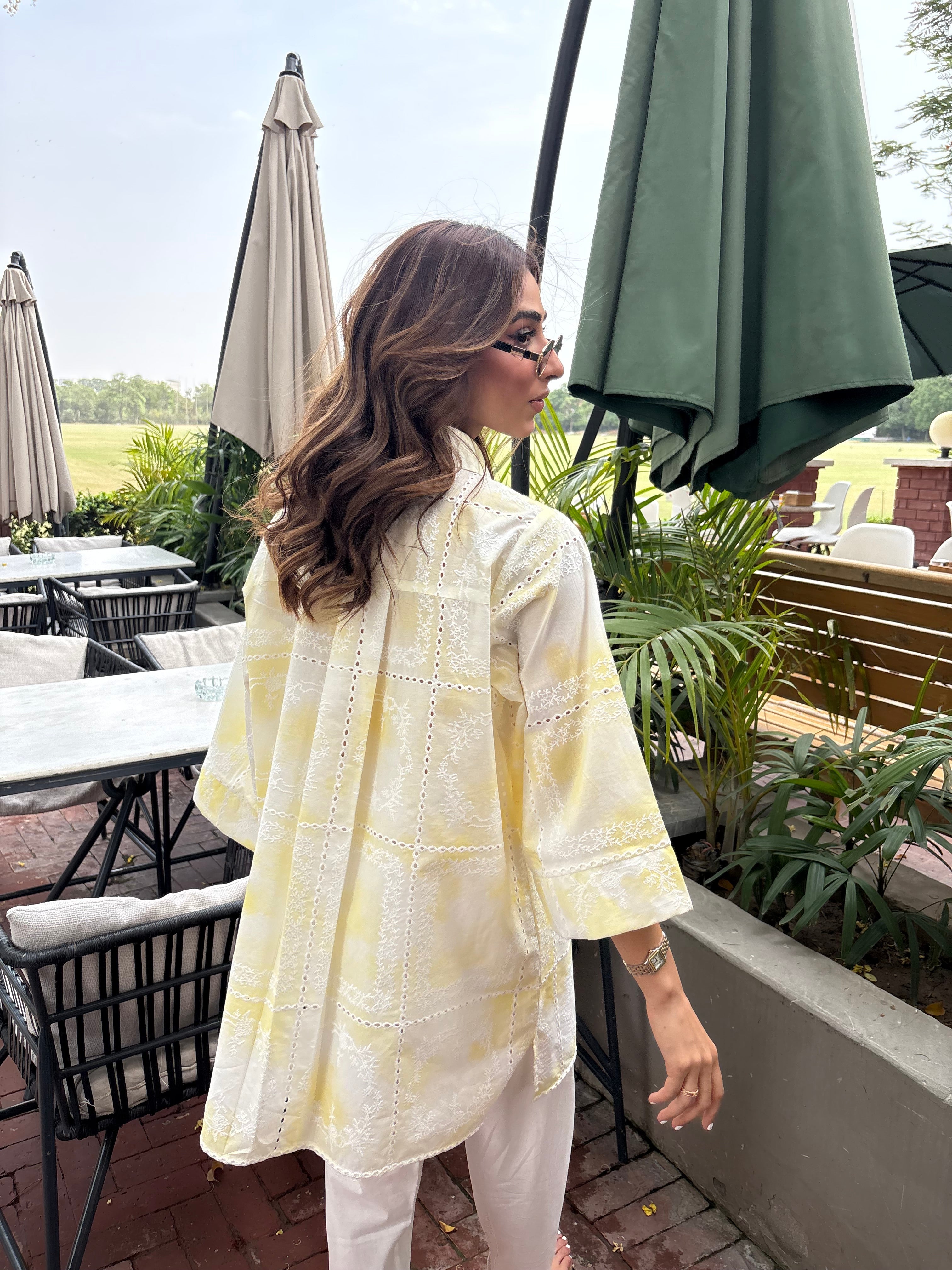 Yellow Tie & Dye Chikankari Toby