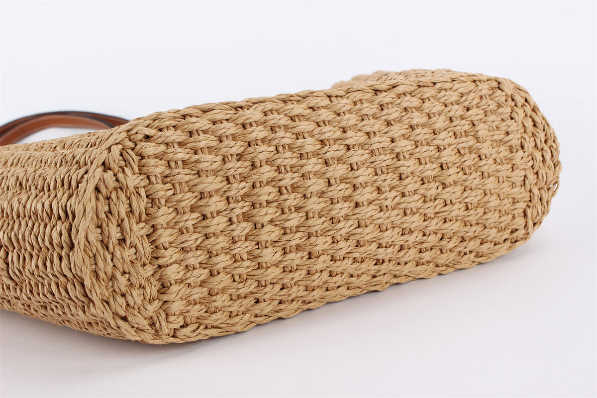 Elsa Brown Raffia Tote Bag