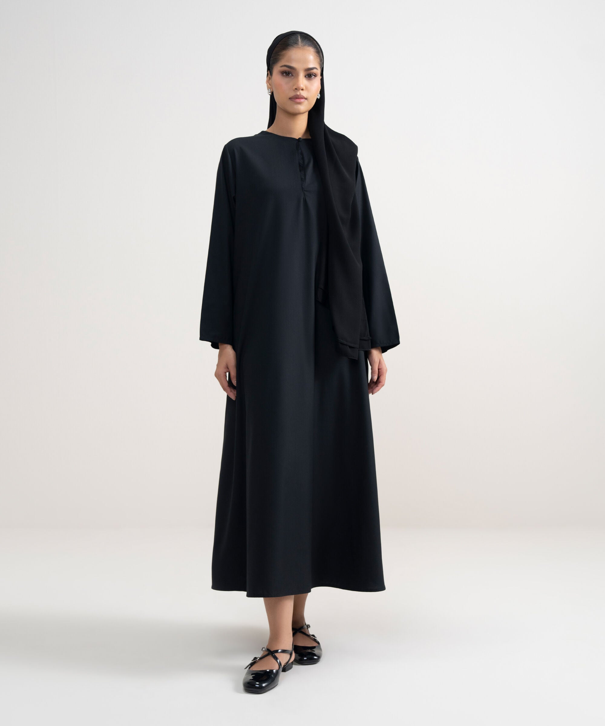 Women's Black Regular Abbaya Set