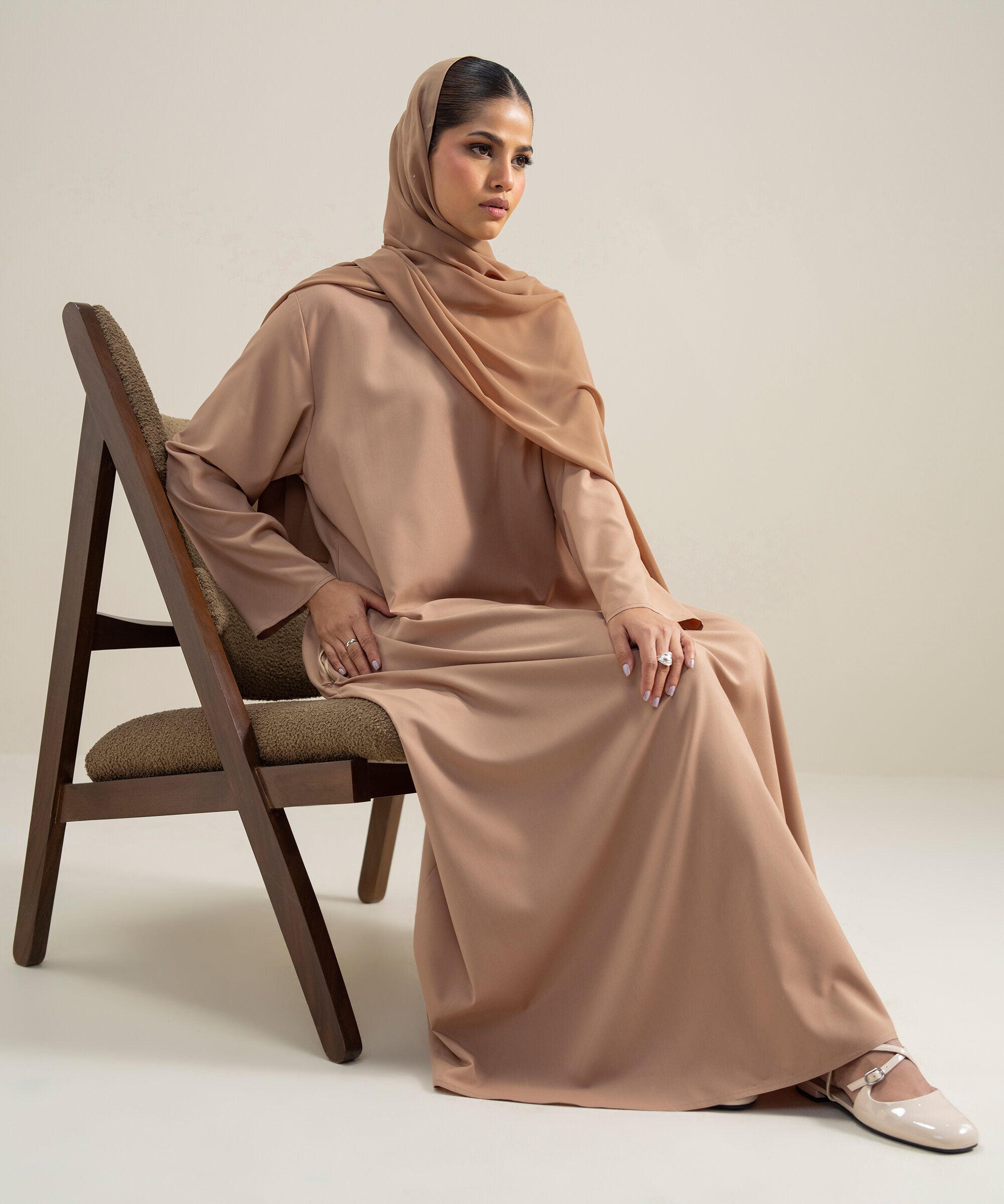 Women's Polyester Brown Regular Abbaya