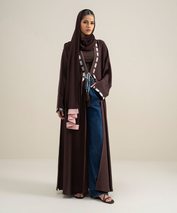Embroidered Kimono Abaya Set