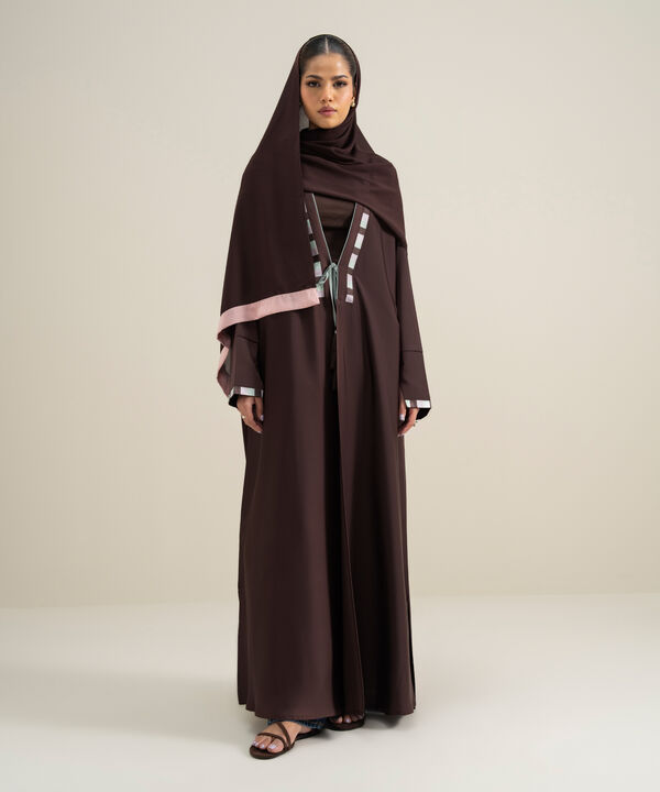Embroidered Kimono Abaya Set