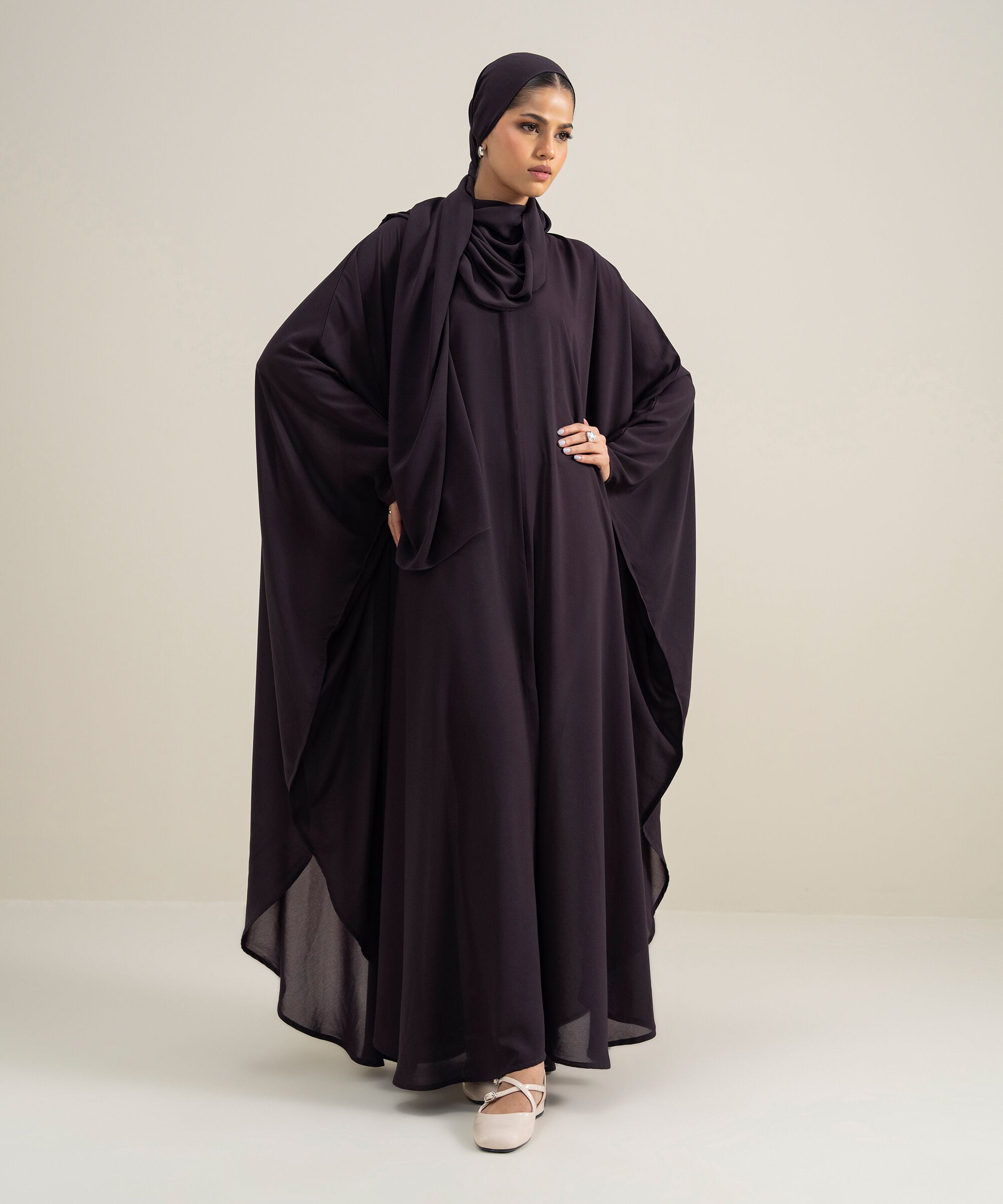 Women's 100% Cotton Purple Kaaftan Abbaya Set