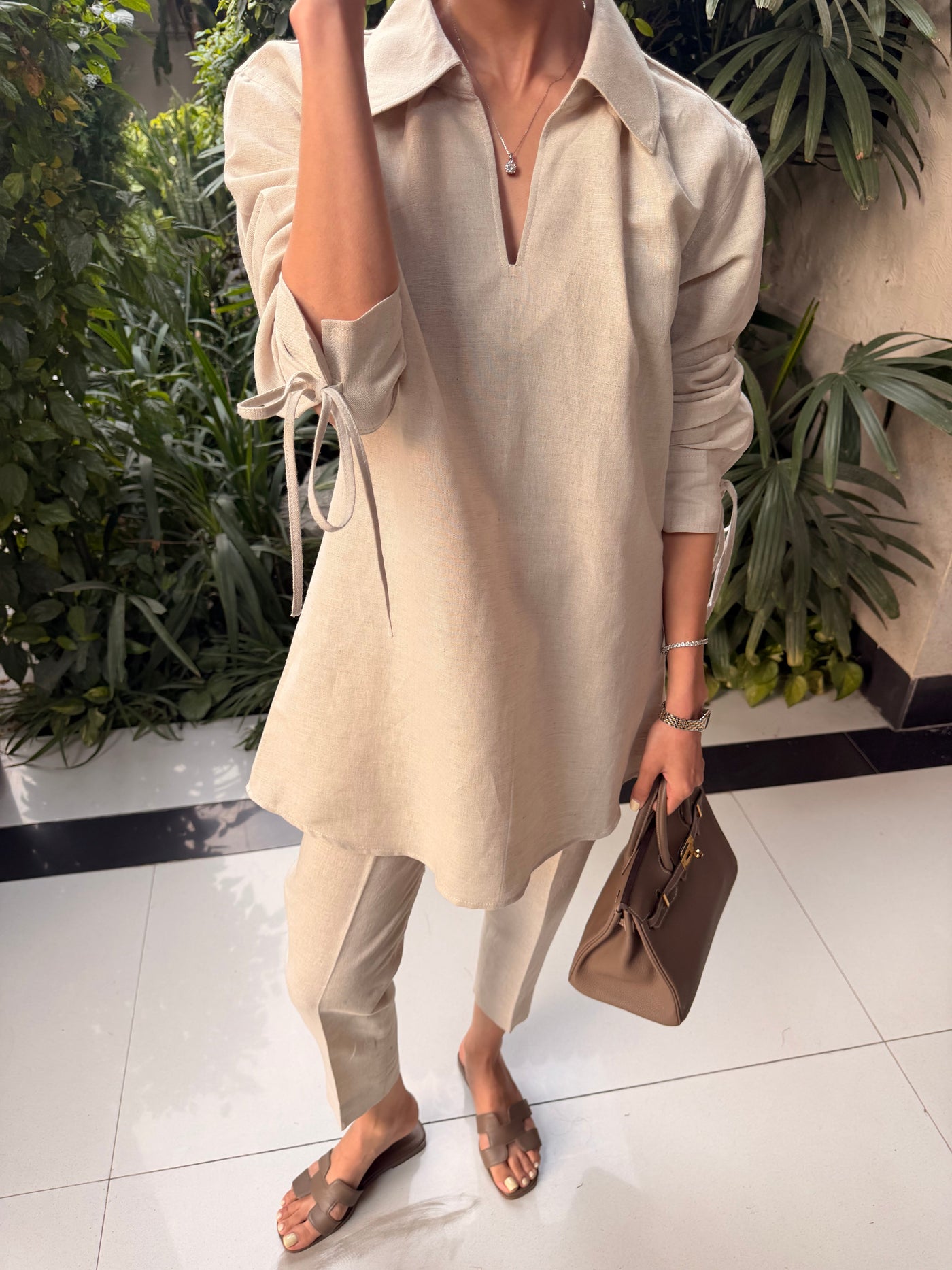 Beige Bow Set