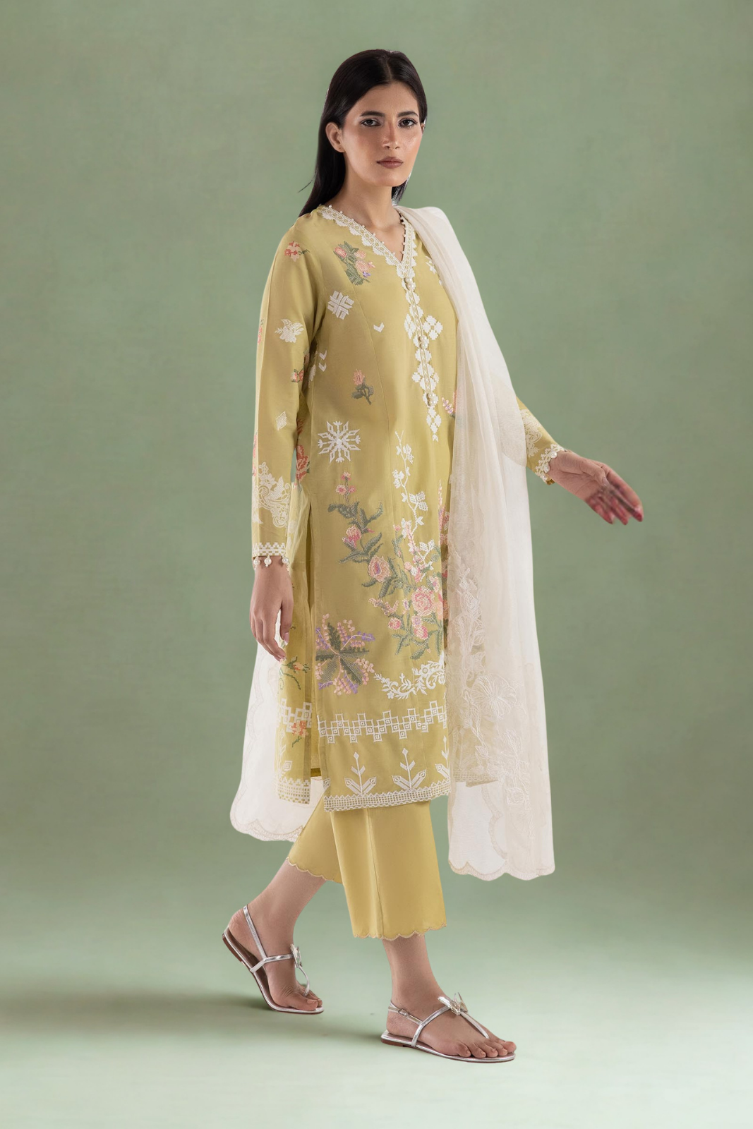 Stitched Muzlin Embroidered Lawn Shirt
