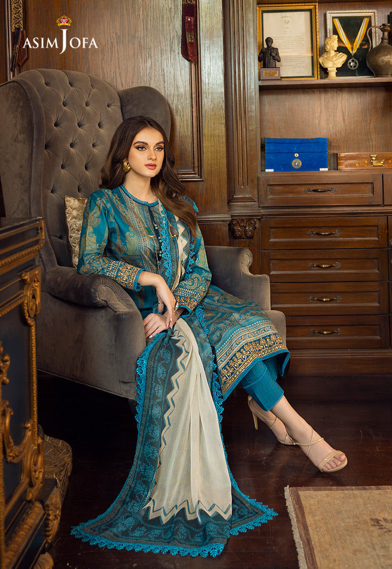 Ajaa-17 Embroidered Lawn 3 Pcs