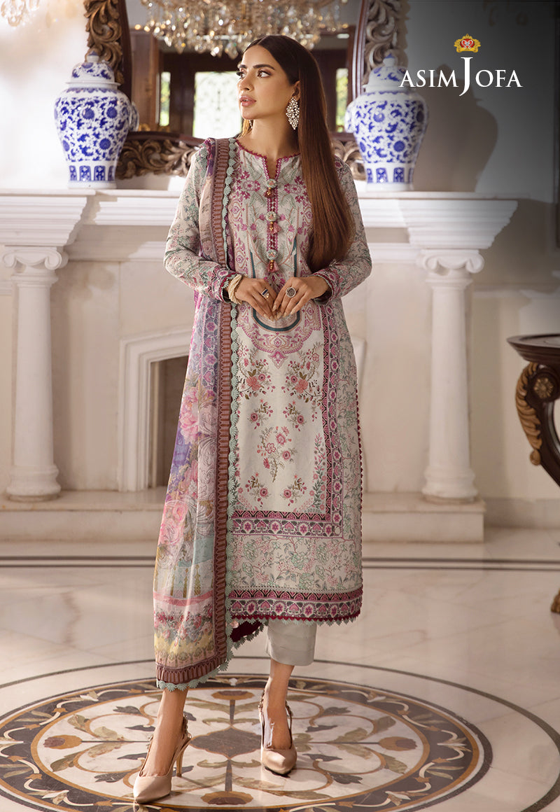 Ajas-13 Designers Embroidered Stitched 3 Pcs