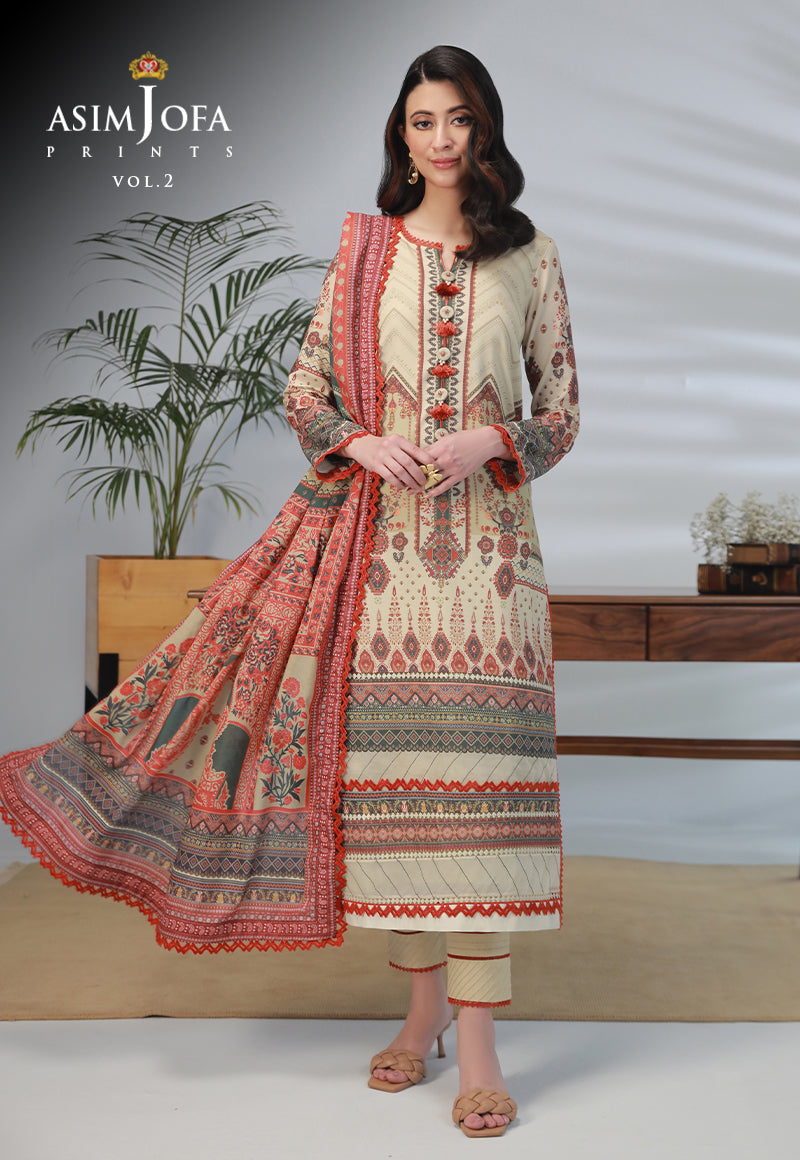 Ajbpd-31 Designers Stitched Printed Lawn 3 Pcs