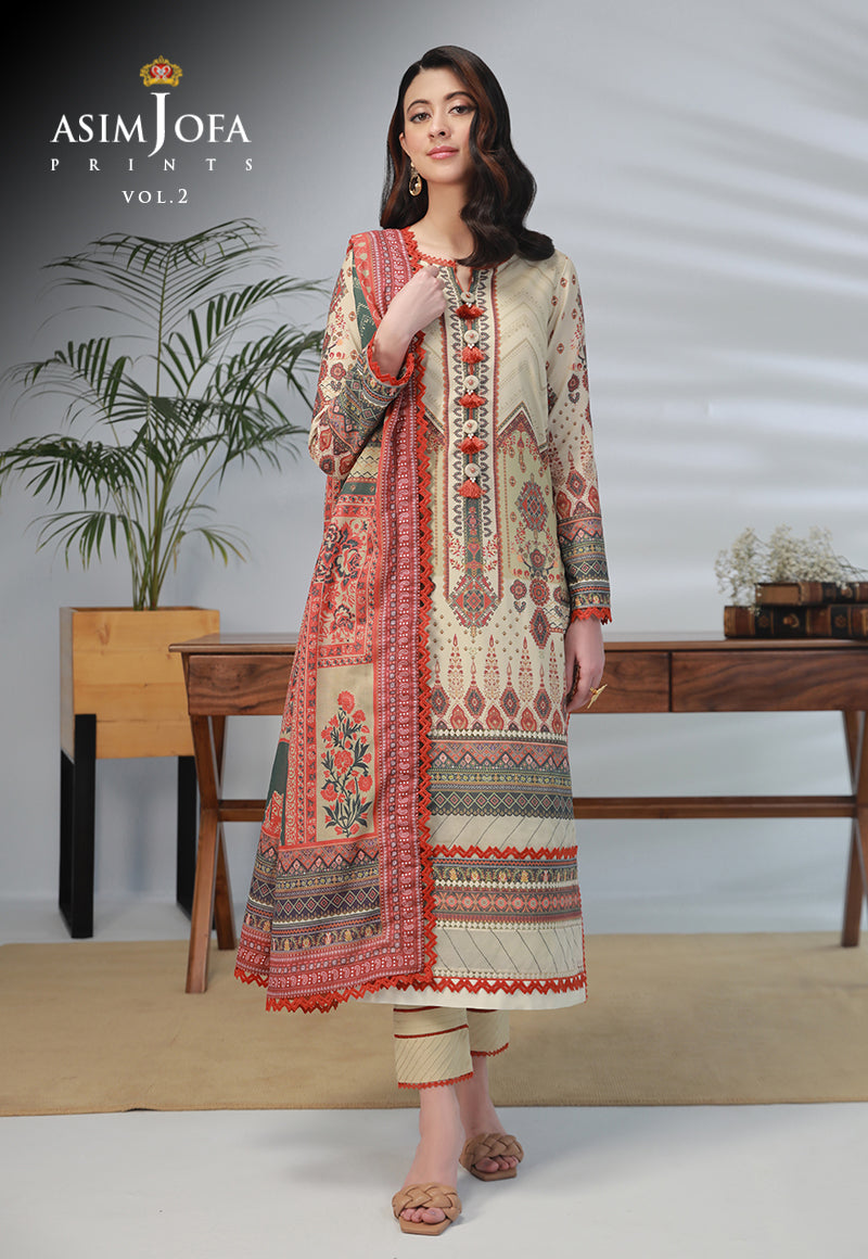 Ajbpd-31 Designers Stitched Printed Lawn 3 Pcs