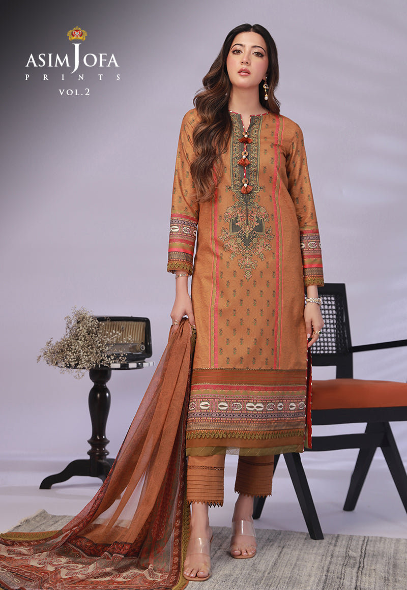 Ajbpd-37 Designers Stitched Embroidered Lawn 3-Pcs