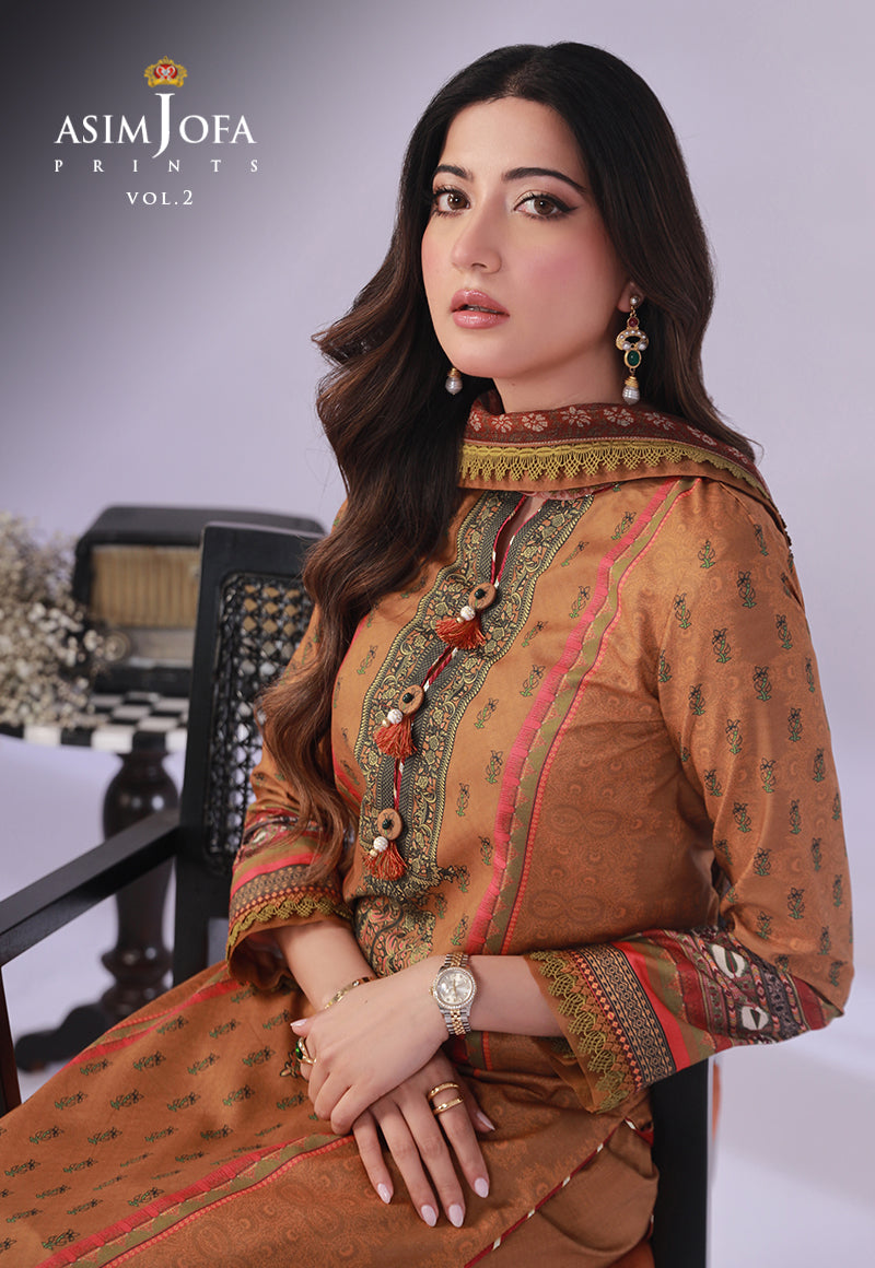 Ajbpd-37 Designers Stitched Embroidered Lawn 3-Pcs