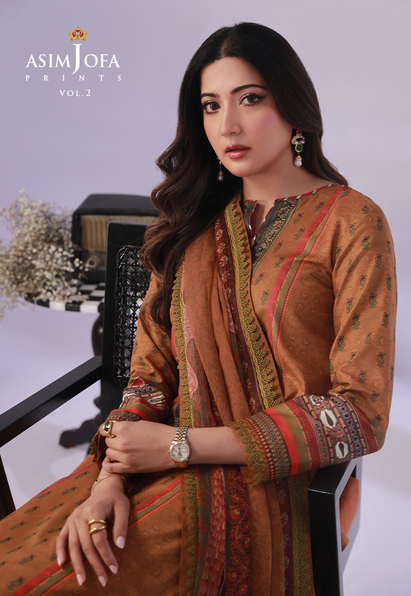 Ajbpd-37 Designers Stitched Embroidered Lawn 3-Pcs