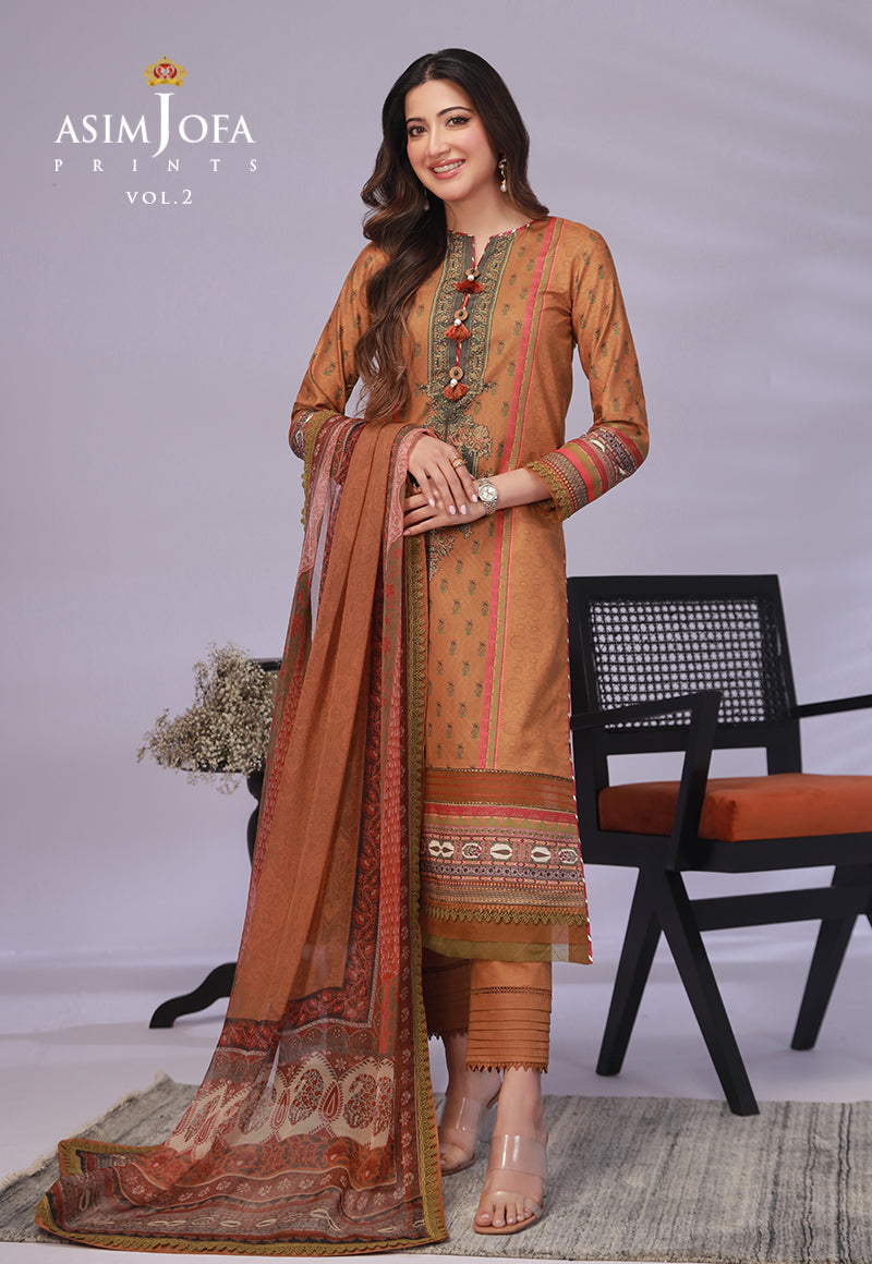 Ajbpd-37 Designers Stitched Embroidered Lawn 3-Pcs